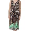 La Cera™ Animal Print Sleeveless Maxi Dress Brown/Green Online