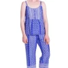 La Cera™ Blue Batik Print Cotton Capri Pajamas Discount