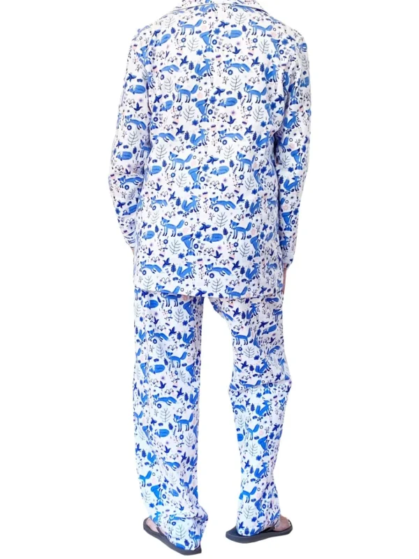 La Cera™ Blue Fox Flannel Pajama Set Best