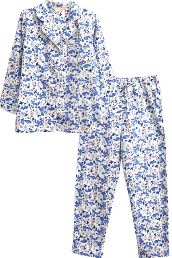 La Cera™ Blue Fox Flannel Pajama Set Best