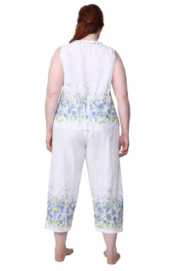 La Cera™ Border Print Sleeveless 100% Cotton Floral Plus Size Pjs Hot