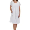 La Cera™ Cap Sleeve 100% Cotton White Embroidered Chemise Best Sale