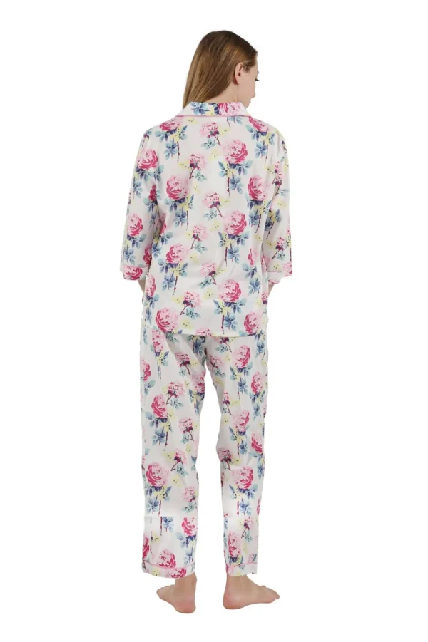 La Cera™ 100% Cotton 3/4 Sleeve Floral Pajama Set Multi Cheap