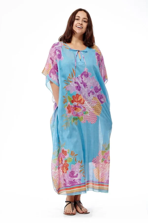 La Cera™ 100% Cotton Border Print Caftan Cheap