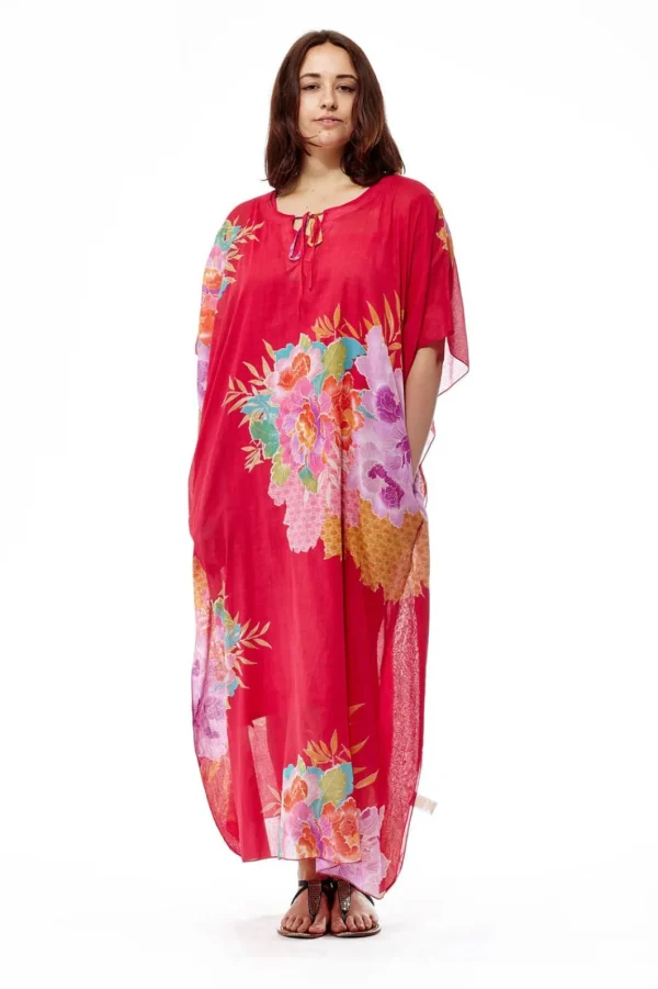 La Cera™ 100% Cotton Border Print Caftan Cheap