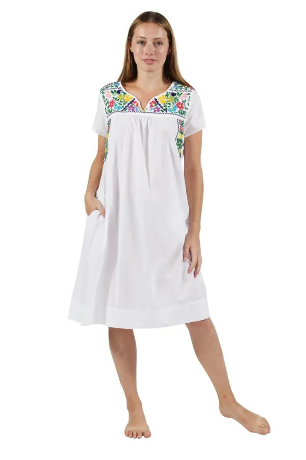 La Cera™ 100% Cotton Cap Sleeve Embroidered Dress Store