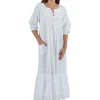 La Cera™ 100% Cotton Embroidered Long Sleeve Gown Store