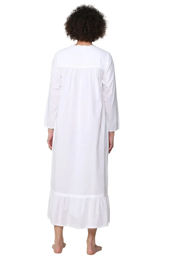 La Cera™ 100% Cotton Embroidered Long Sleeve Gown Outlet