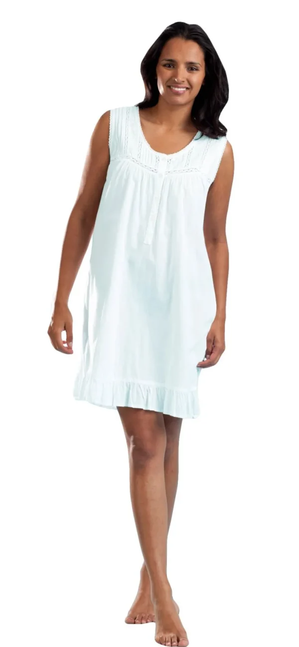 La Cera™ 100% Cotton Embroidered Scoop Neck Chemise Shop