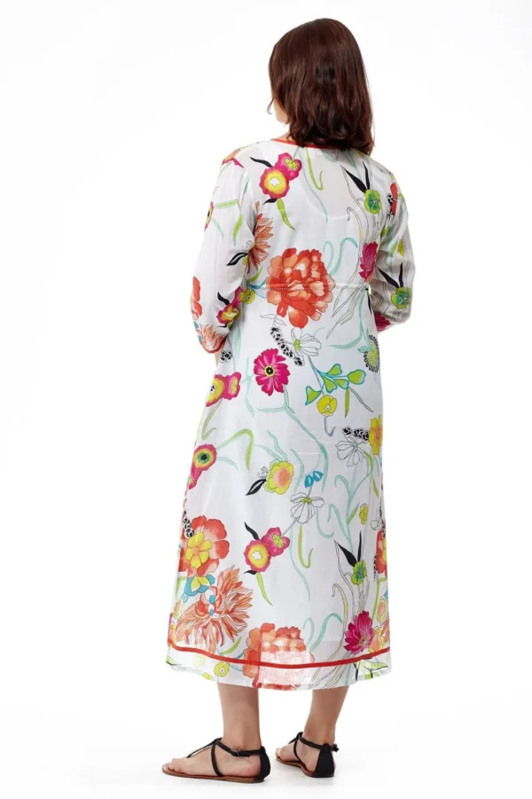 La Cera™ 100% Cotton Floral Print Caftan Cheap