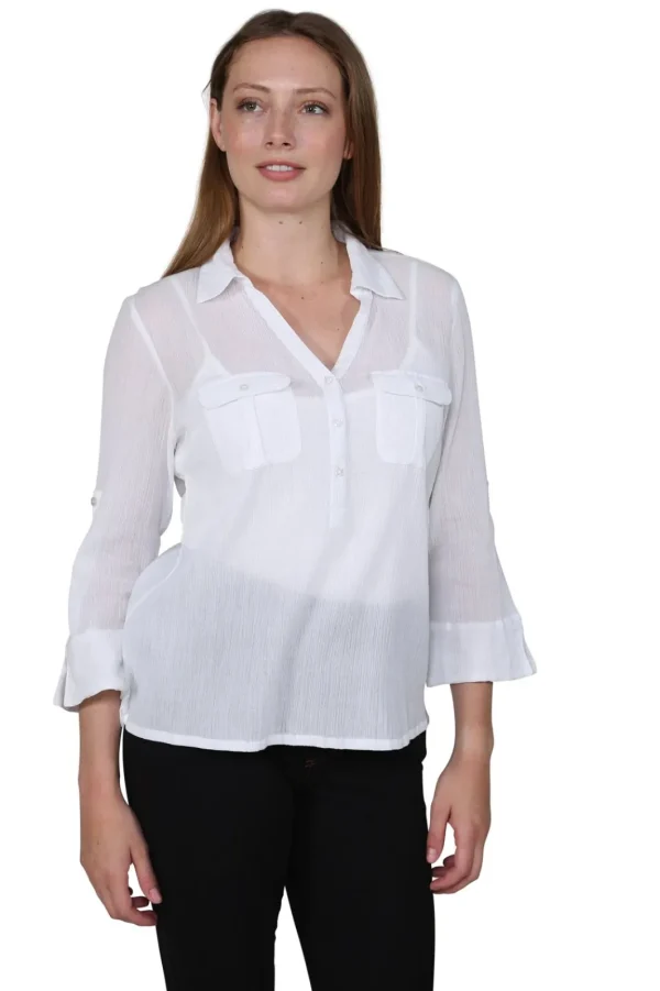 La Cera™ Cotton Gauze Camp Shirt Outlet