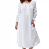 La Cera™ Cotton Knit Gown White Cheap