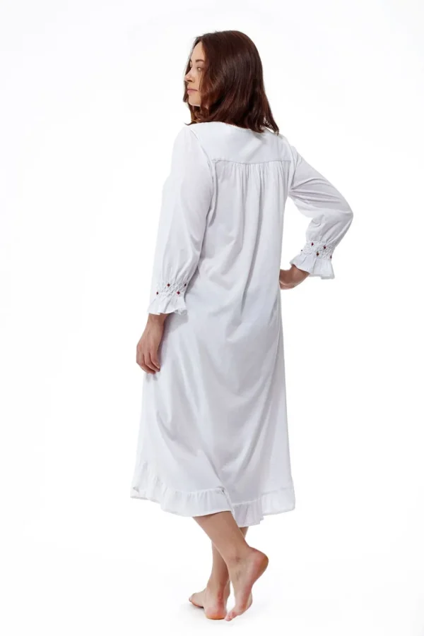 La Cera™ Cotton Knit Gown White Cheap