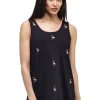 La Cera™ Cotton Knit Tank With Flamingo Embroidery Cheap