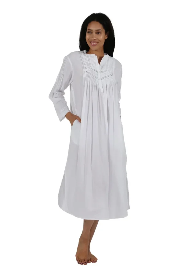 La Cera™ 100% Cotton Long Sleeve Gown Flash Sale