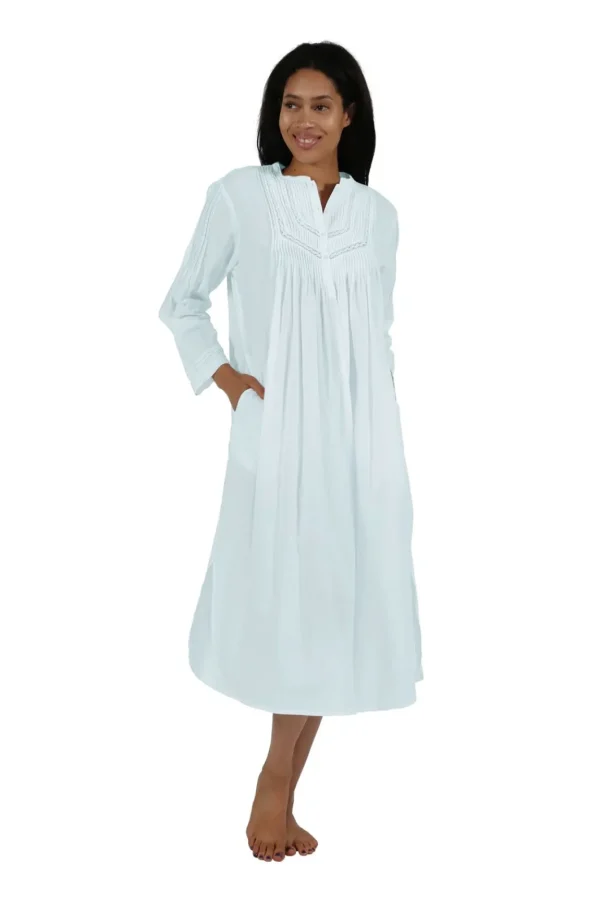 La Cera™ 100% Cotton Long Sleeve Gown Flash Sale