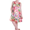 La Cera™ 100% Cotton Multicolored Floral Cotton Chemise Flash Sale