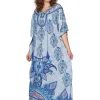 La Cera™ 100% Cotton Paisley Print Caftan Cheap