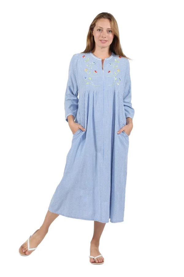 La Cera™ 100% Cotton Seersucker Zip Front Robe Best Sale