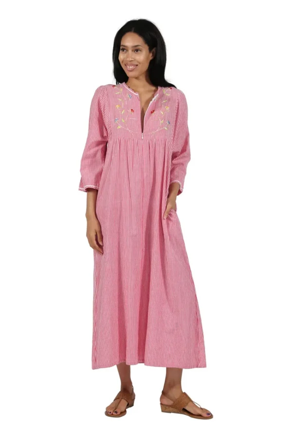 La Cera™ 100% Cotton Seersucker Zip Front Robe Best Sale