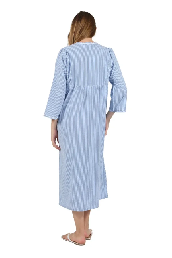 La Cera™ 100% Cotton Seersucker Zip Front Robe Best Sale