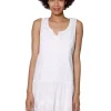 La Cera™ 100% Cotton Sleeveless Drop Waist Chemise White Best Sale