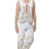 La Cera™ 100% Cotton Sunflower Garden Pjs Wht/Ylw Online