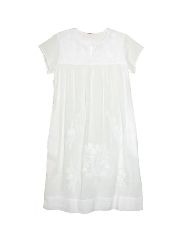 La Cera™ 100% Cotton White Embroidered Plus Size Gown Hot