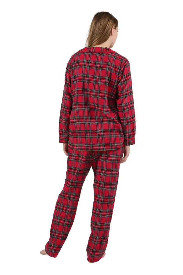 La Cera™ 100% Cotton Yarn Dyed Plaid Flannel Pajama Set Clearance