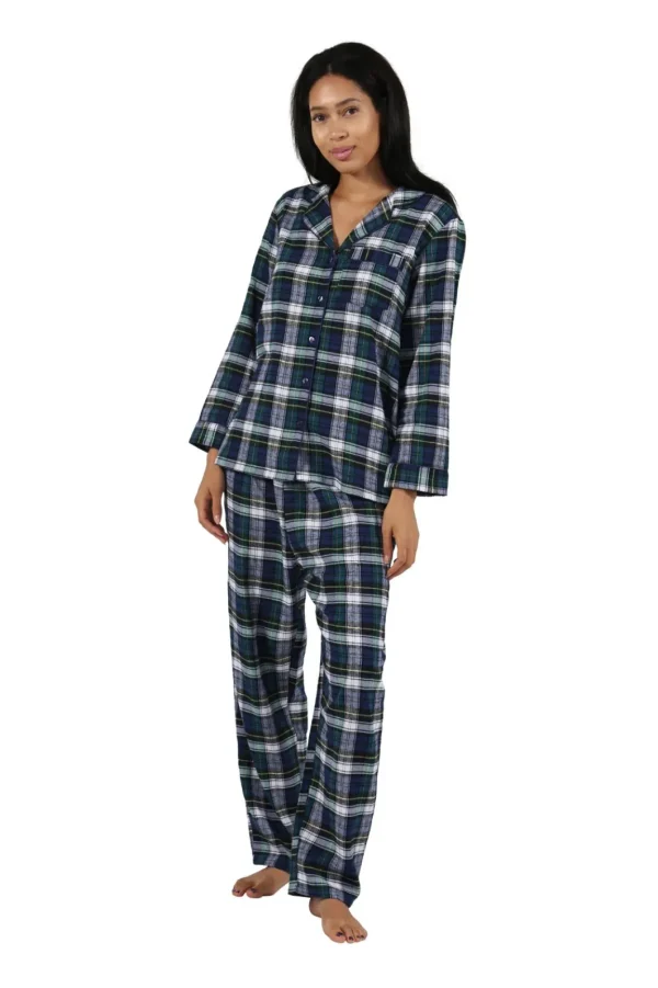 La Cera™ 100% Cotton Yarn Dyed Plaid Flannel Pajama Set Clearance