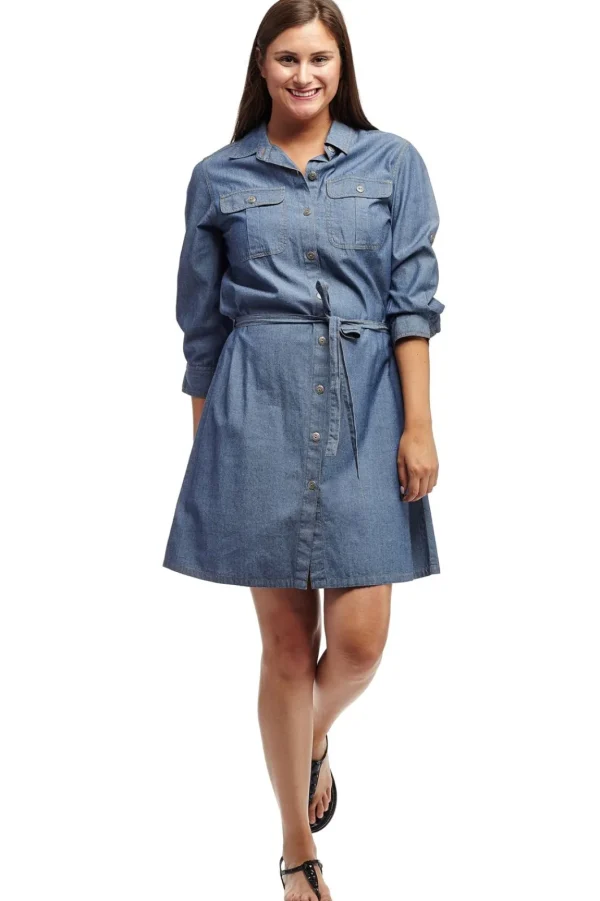 La Cera™ Denim Belted Shirt Dress Sale