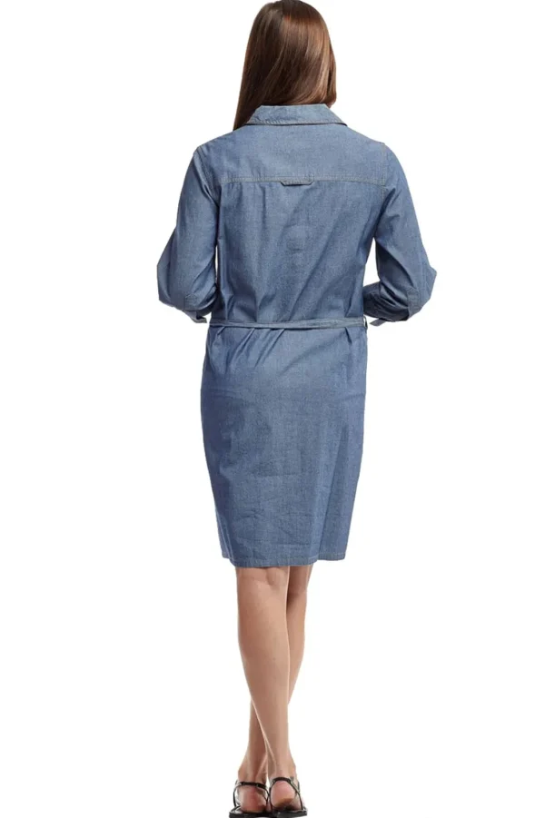 La Cera™ Denim Belted Shirt Dress Sale