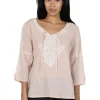 La Cera™ Embroidered Bell Sleeve Top Cheap