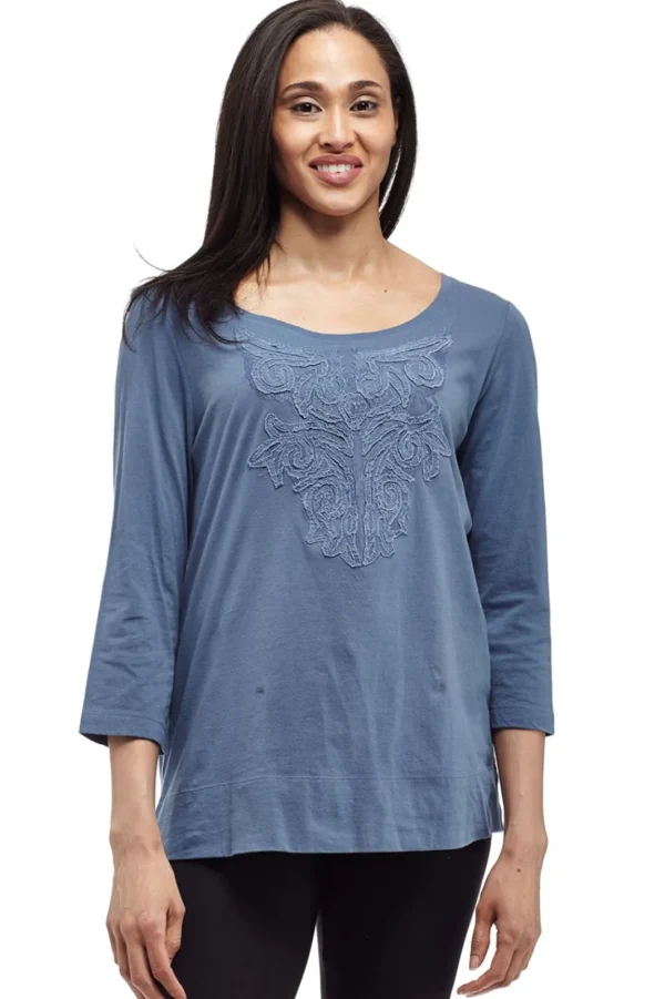 La Cera™ Embroidered Knit Top Flash Sale