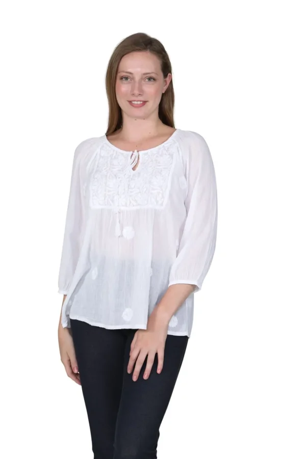 La Cera™ Embroidered Top White Sale