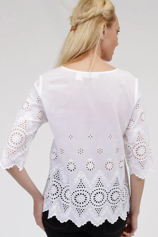 La Cera™ Eyelet Lace Top Ivory Best