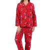 La Cera™ Flannel Cat Print Pajama Set Red Best