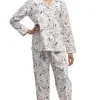 La Cera™ Flannel Long Sleeve Pajama Set Beige Clearance