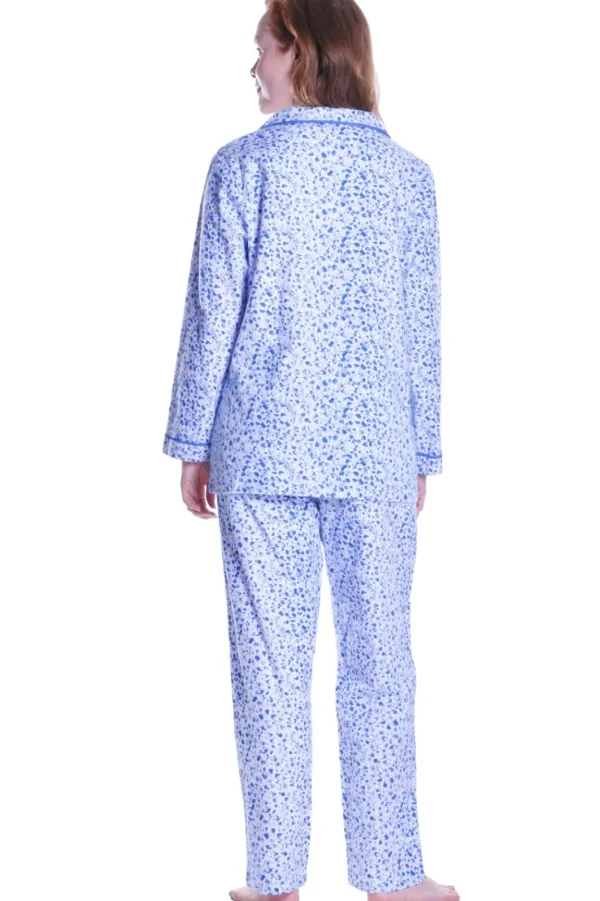 La Cera™ Flannel Long Sleeve Pajama Set Blue New