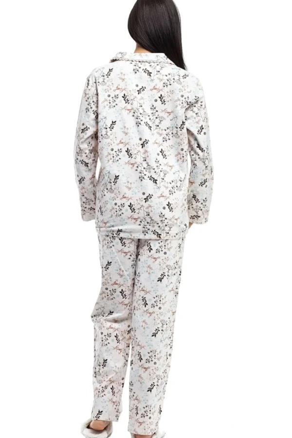 La Cera™ Flannel Long Sleeve Pajama Set Beige Clearance