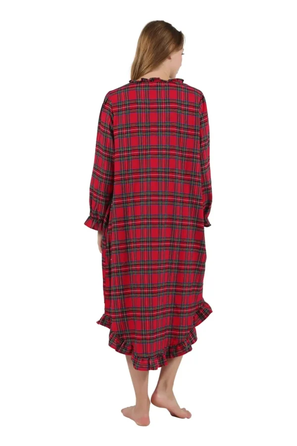 La Cera™ Flannel Plaid Night Gown Cheap