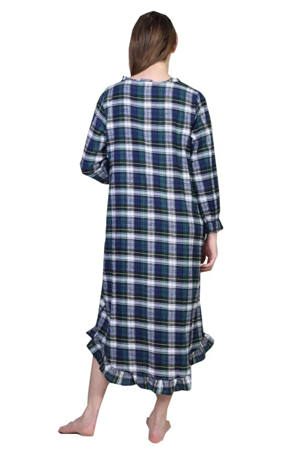 La Cera™ Flannel Plaid Night Gown Cheap