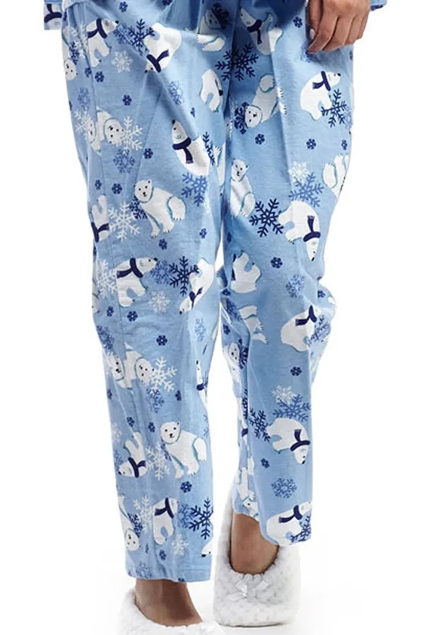 La Cera™ Flannel Polar Bear Plus Size Pajama Set Blue Outlet