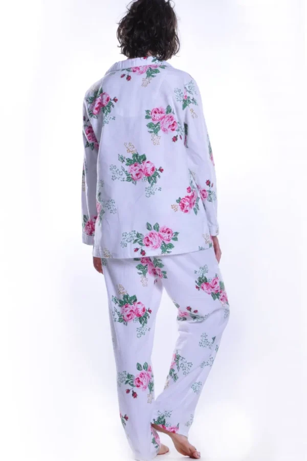 La Cera™ Flannel Print Pajama Set White Cheap