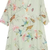 La Cera™ Floral Hummingbird Plus Size Sundress Celedon Clearance