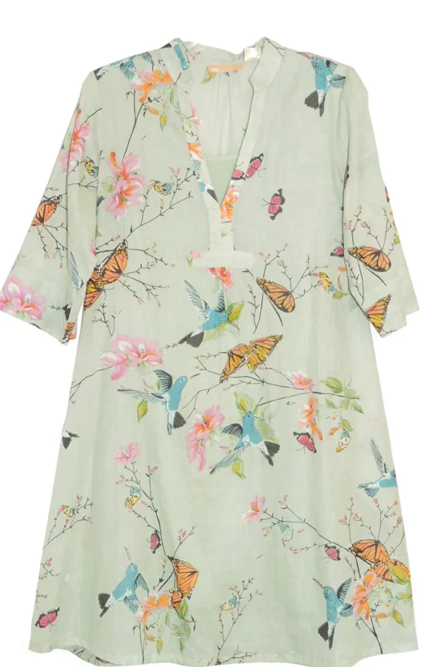 La Cera™ Floral Hummingbird Plus Size Sundress Celedon Clearance