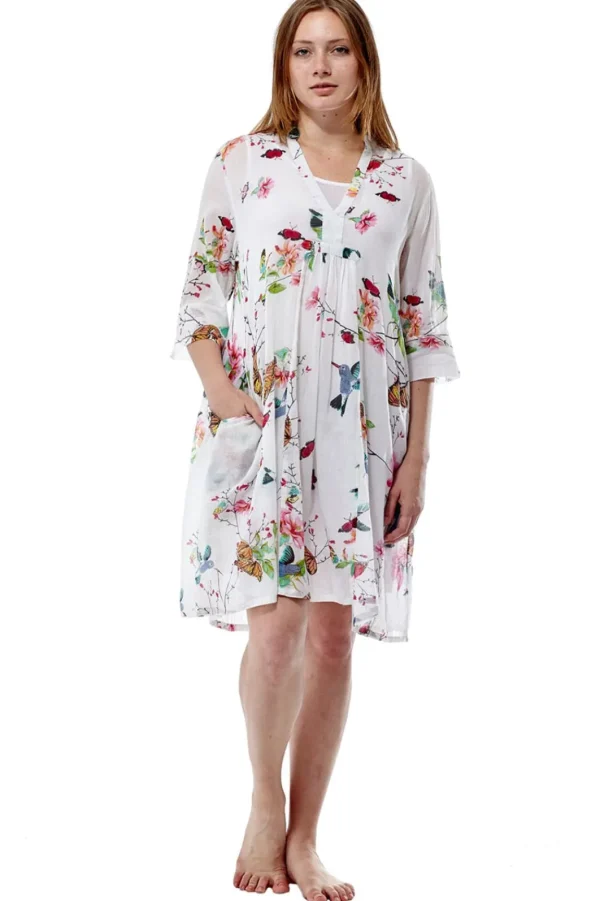 La Cera™ Floral Hummingbird Plus Size Sundress Celedon Clearance