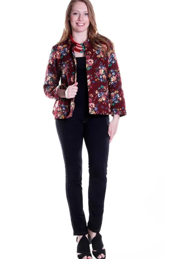 La Cera™ Floral Jacket Burgundy Online