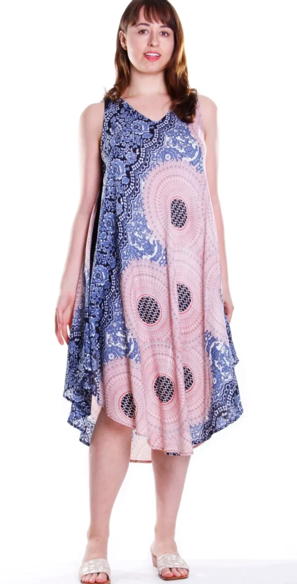 La Cera™ Floral Print Handkerchief Dress Blk/Pink Sale