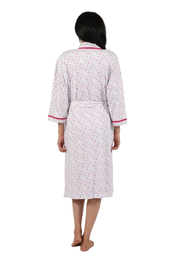 La Cera™ Floral Print Knit Robe Pink Cheap